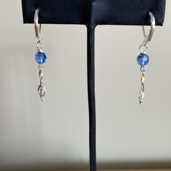 HAND CRAFTED Swarovski Crystal Birthstone Earrings with Treble Clef - Picture 6 of 11